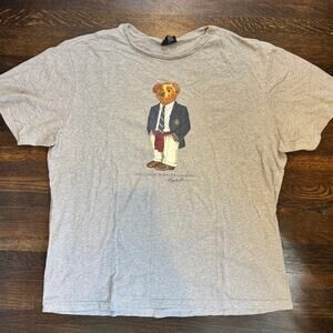 Polo by Ralph Lauren | Vintage 90s Y2K Polo Bear Ivy Preppy Gray T-Shirt Men XL